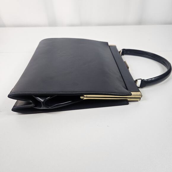 1950s Theodor California Blue Patent Leather Top Handle Handbag Clutch Retro - Picture 3 of 13